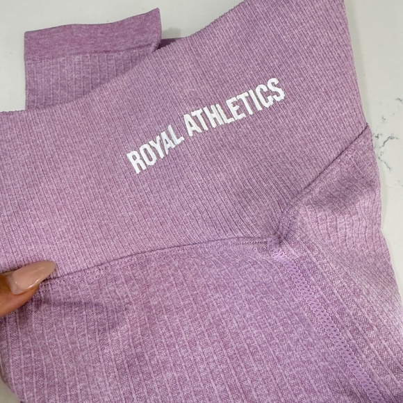 Royal Athletic Lilac Pink Purple Ribbed Leggings - Picture 2 of 5